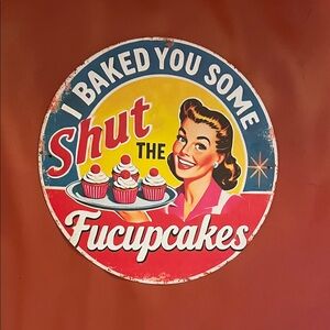 Retro Cupcake Metal Sign